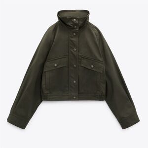 🆕 Small 🌸 Zara oversized cropped bomber utility jacket